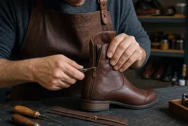 Serviço conserto de zíper de botas de O Polo Sapateiro Osasco em Osasco